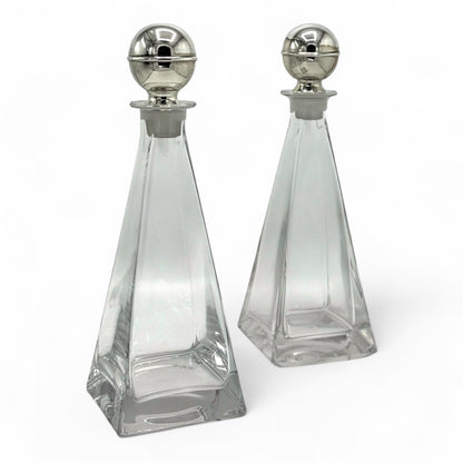 Pair of Pyramid Crystal Decanters
