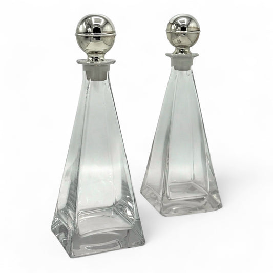 Pair of Pyramid Crystal Decanters