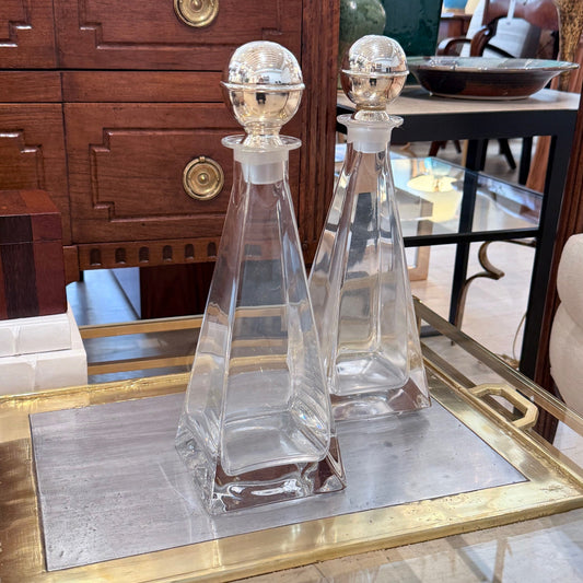 Pair of Pyramid Crystal Decanters