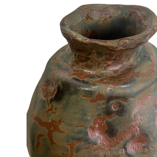 Handmade Green and Rust Stoneware Vase