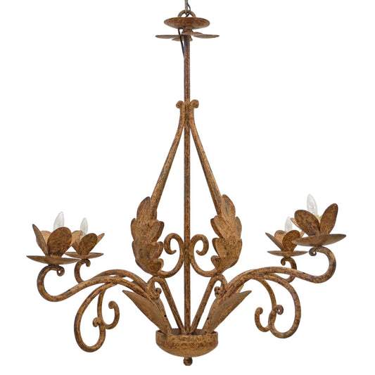 French Foliate Iron Chandelier