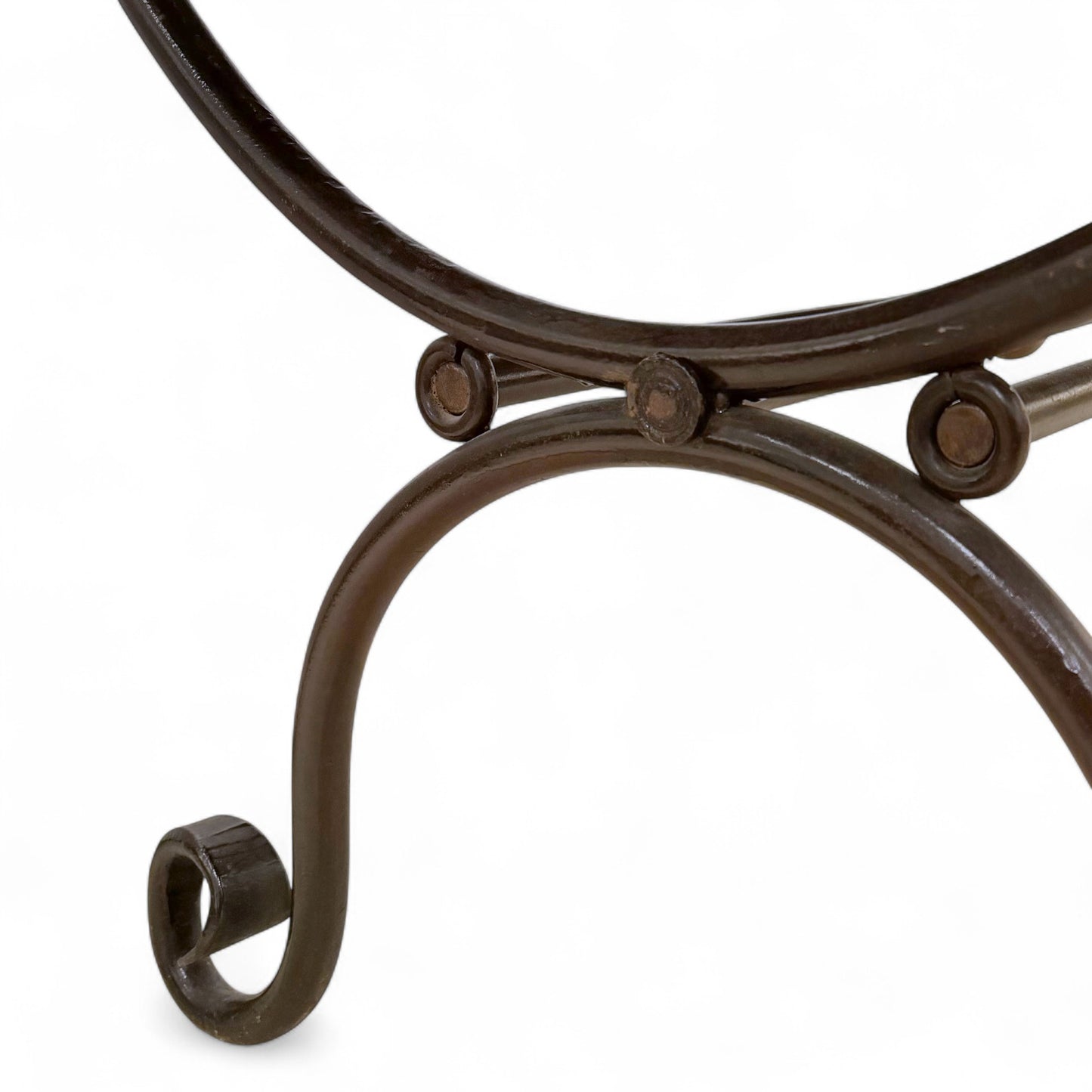 French Iron and Parquet Wood Dining Table