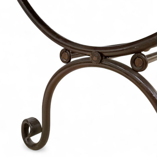 French Iron and Parquet Wood Dining Table