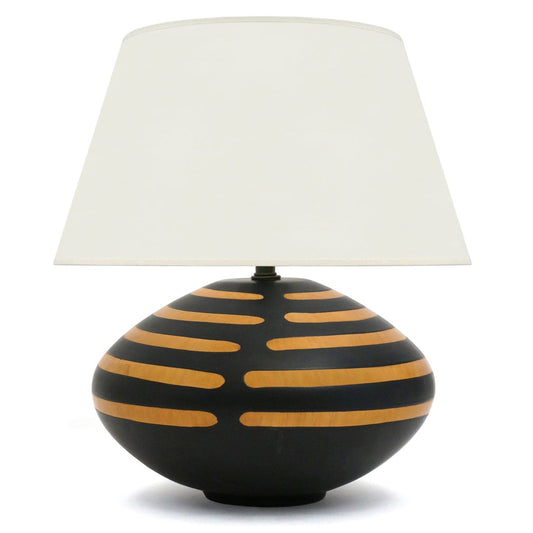 Vintage Brown and Faux Bois Ceramic Table Lamp