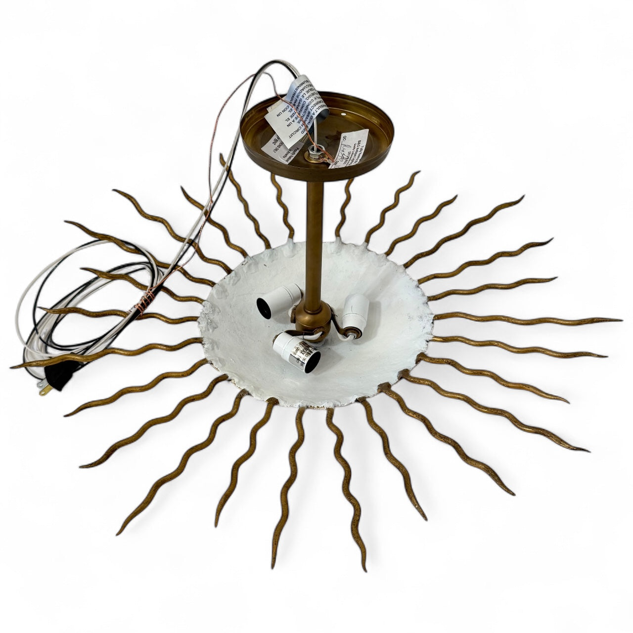Gilt Iron Sunburst Light Fixture