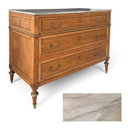 18th Century French Walnut Commode with Marble Top