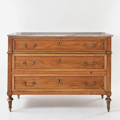 18th Century French Walnut Commode with Marble Top