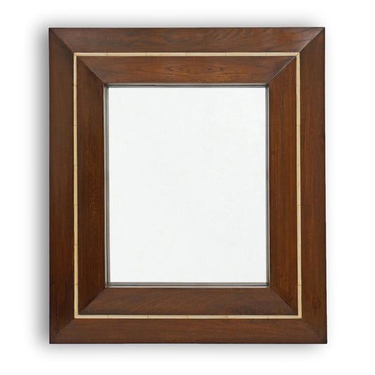 Wood Mirror with Bone Inlay