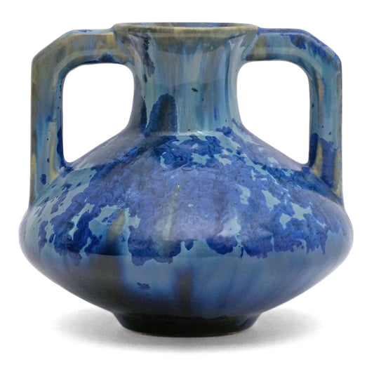 Blue Crystalline Double Handle Vase by Pierrefonds