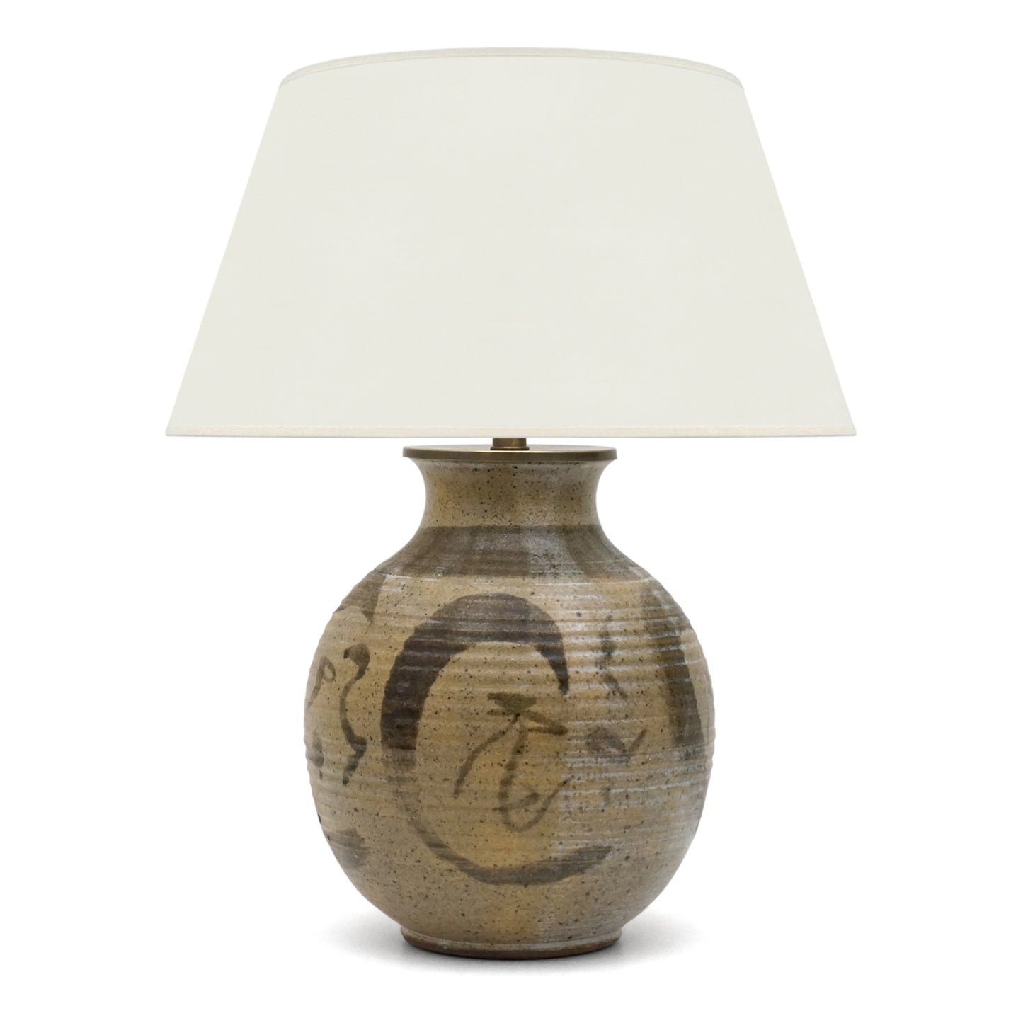 Brown and Beige Stoneware Table Lamp