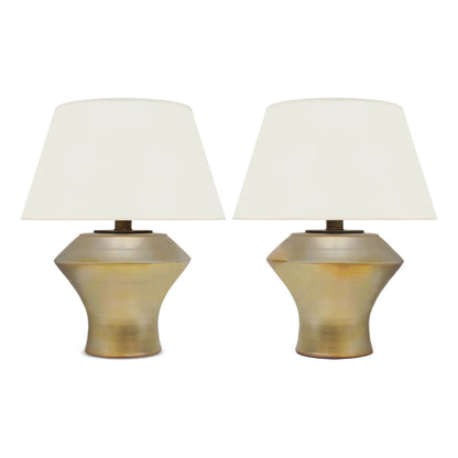 Pair of Gold Glazed Ceramic Table Lamps