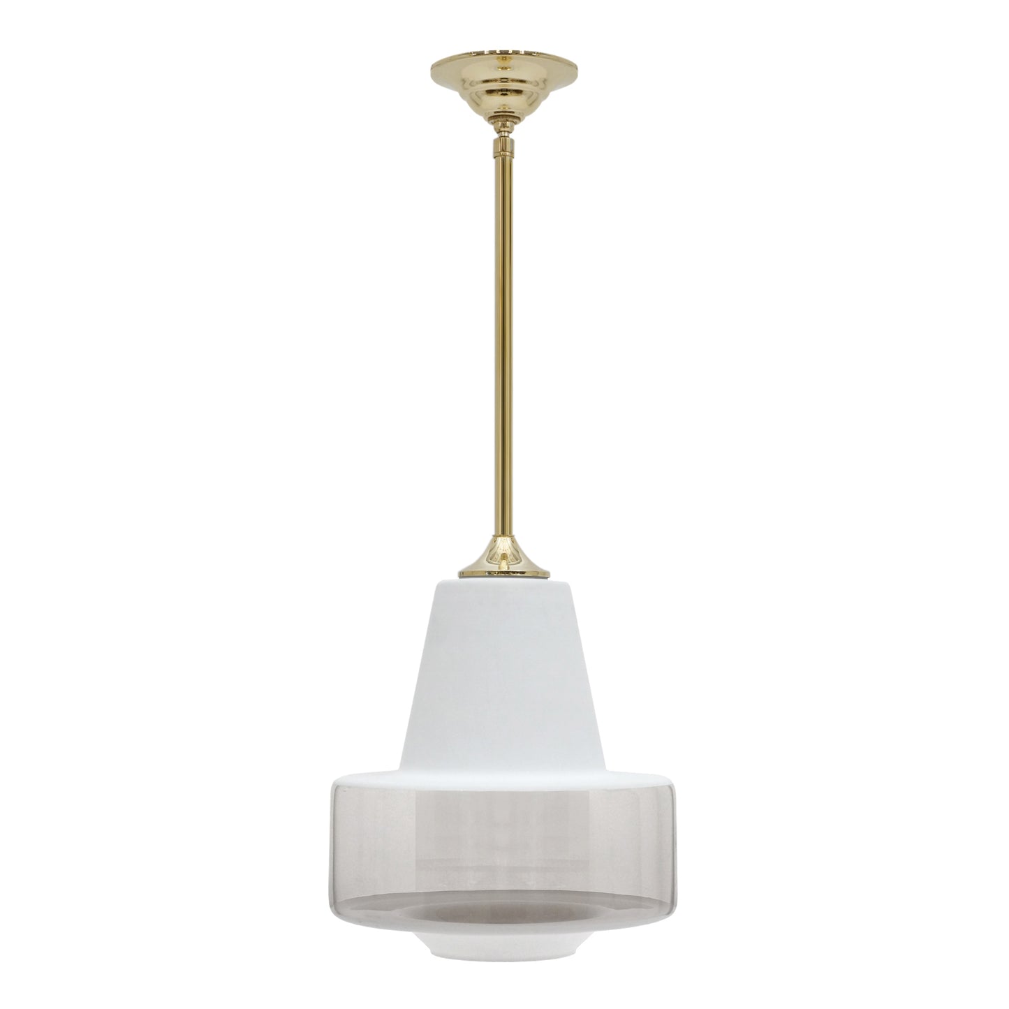 Mid-Century Frosted and Clear Glass Pendant Light