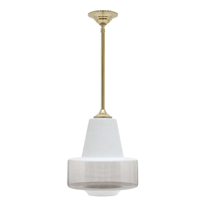 Mid-Century Frosted and Clear Glass Pendant Light