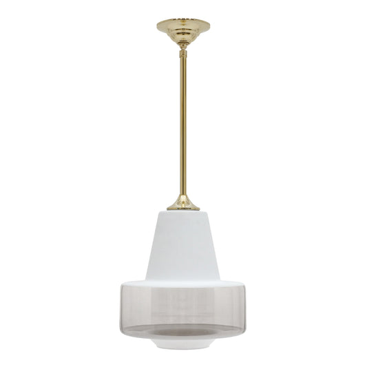 Mid-Century Frosted and Clear Glass Pendant Light