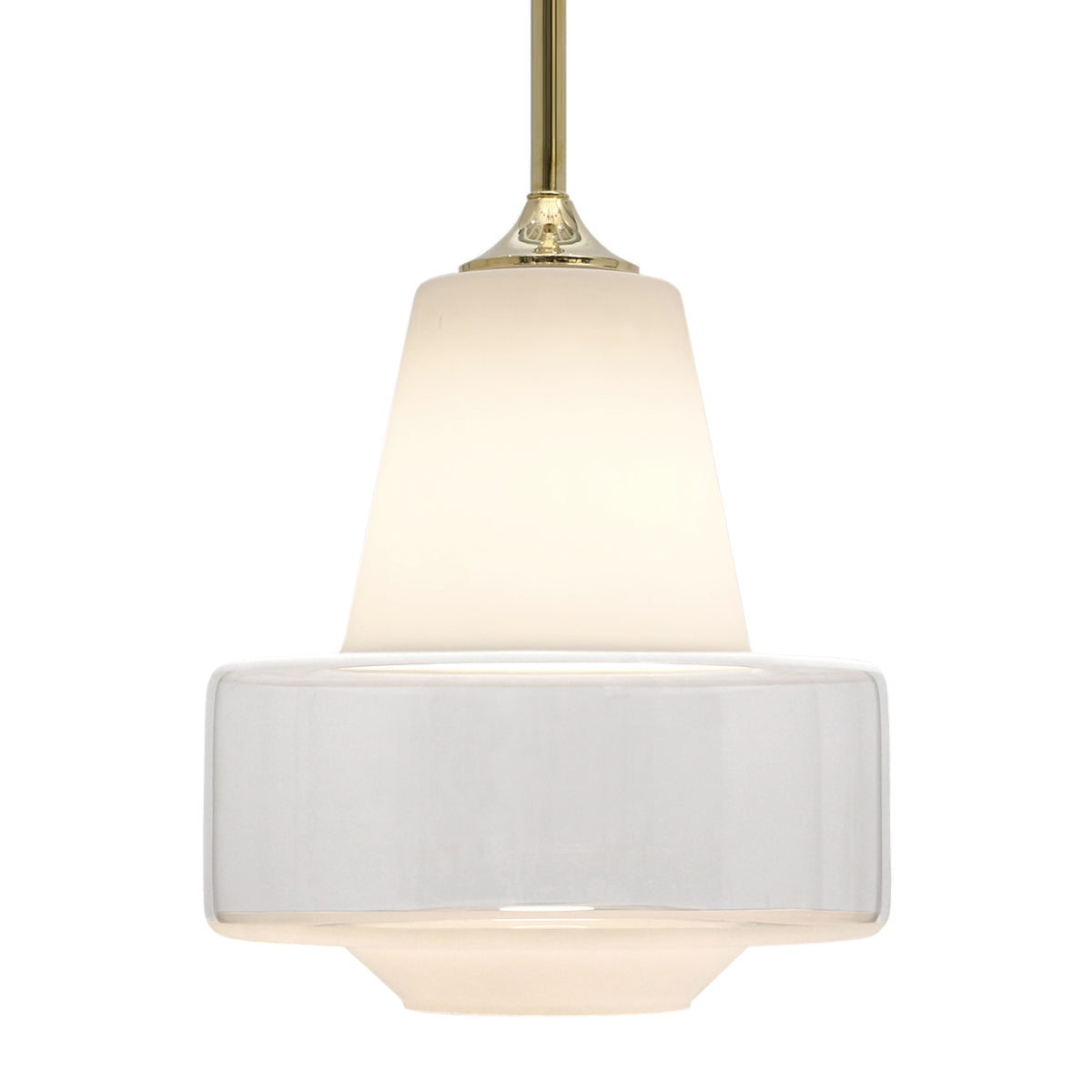 Mid-Century Frosted and Clear Glass Pendant Light