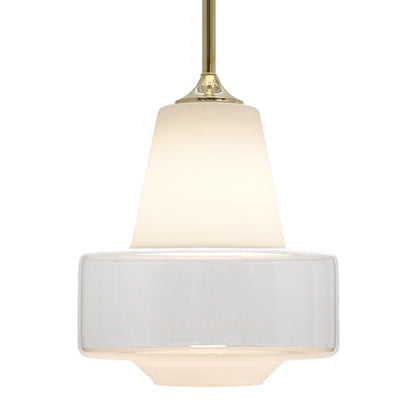 Mid-Century Frosted and Clear Glass Pendant Light