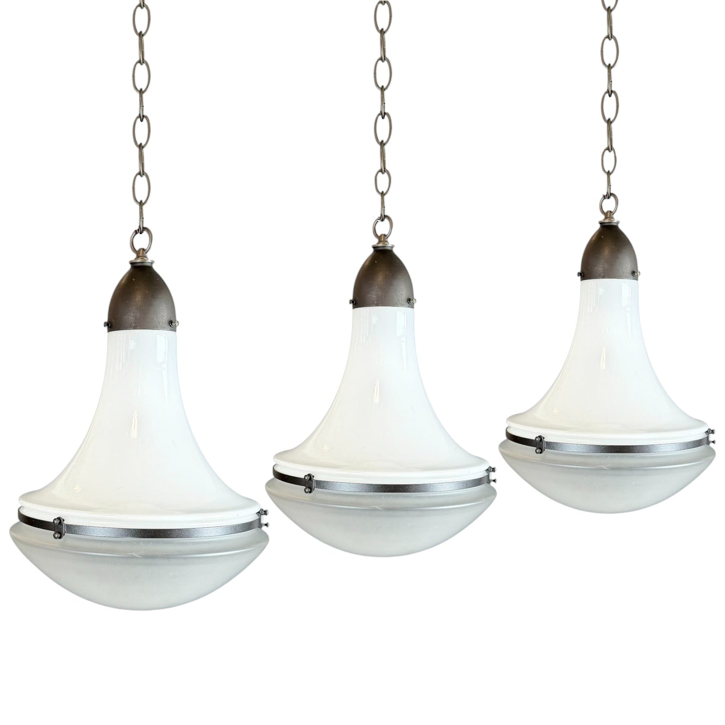 Set of Three Opaline Pendant Lights