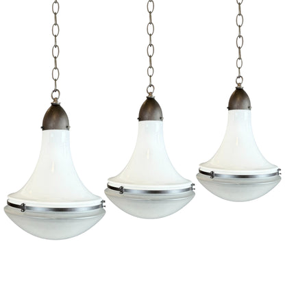 Set of Three Opaline Pendant Lights