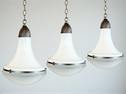 Set of Three Opaline Pendant Lights