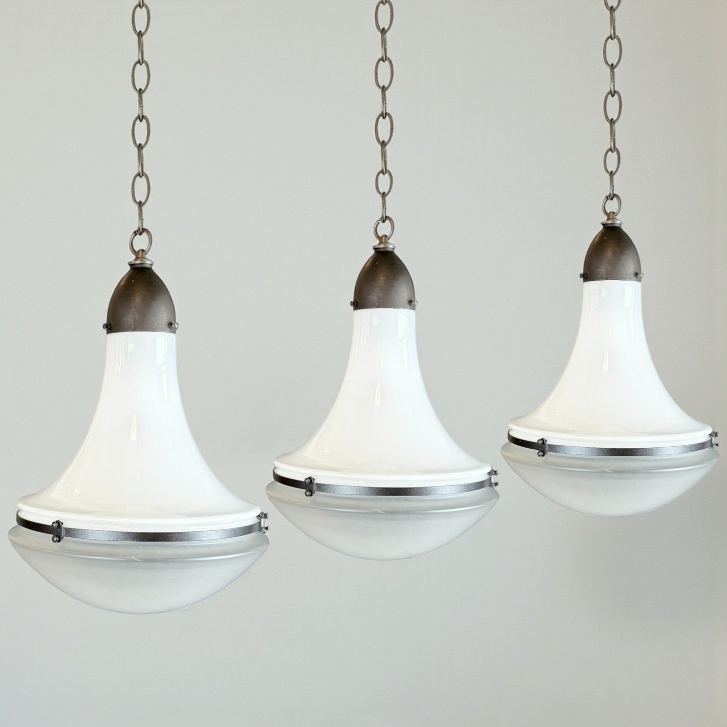 Set of Three Opaline Pendant Lights