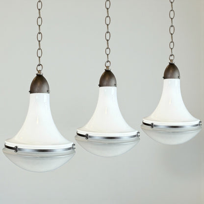 Set of Three Opaline Pendant Lights