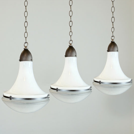 Set of Three Opaline Pendant Lights