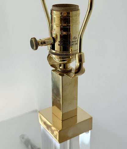 Italian Lucite and Brass Column Lamp