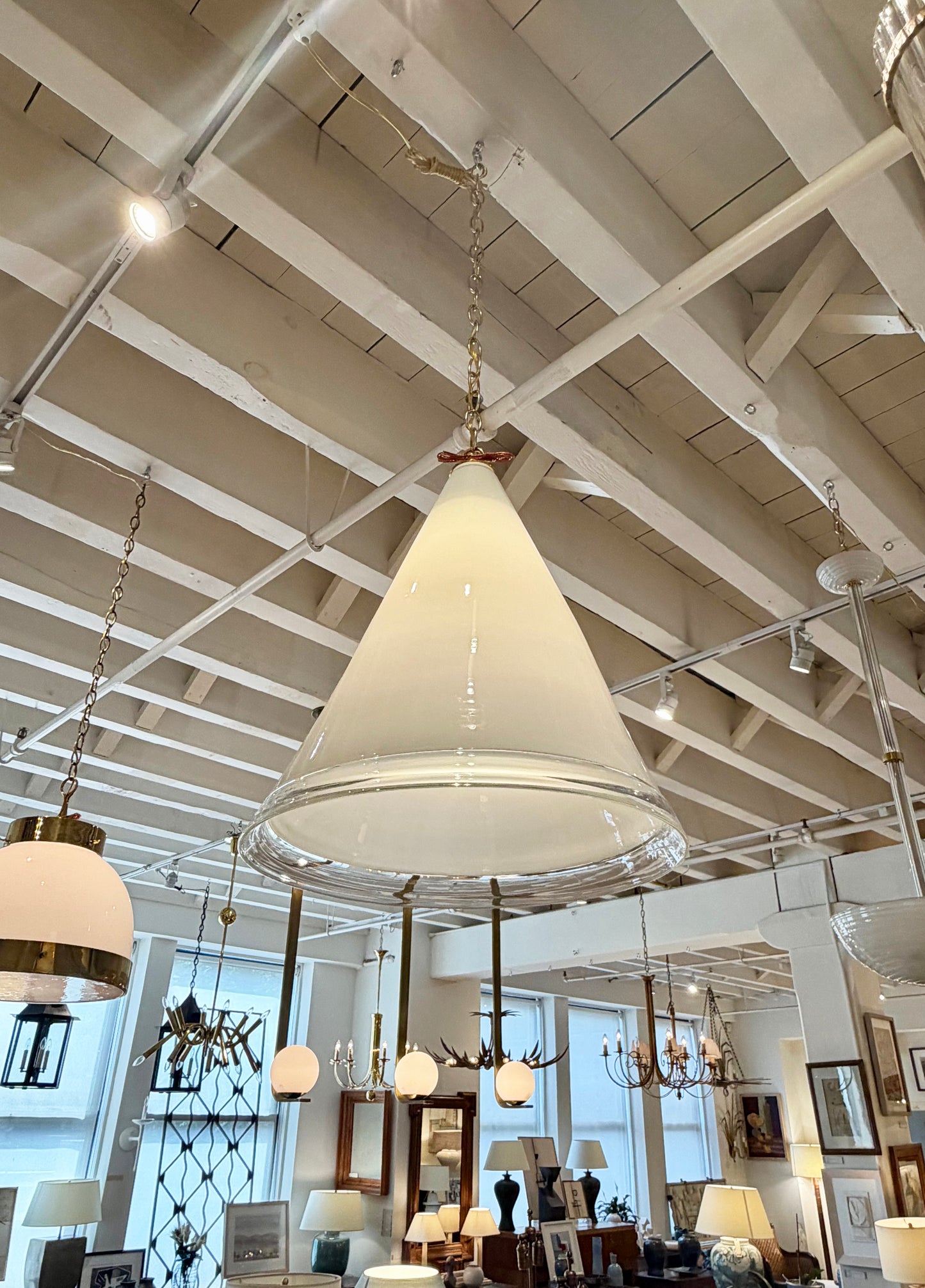 Mid Century Frosted Glass Pendant Light