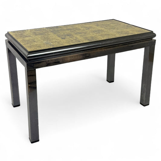 French Mid Century Coffee Table with Gilded Glass Top by Guy Lefevre