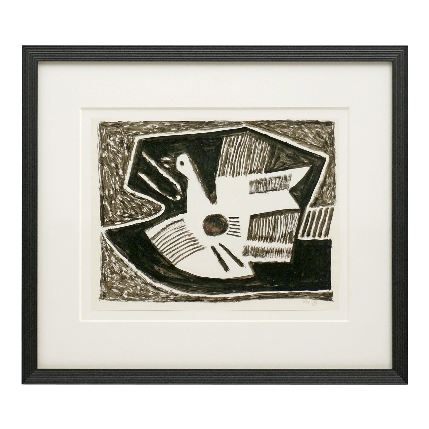 Black and White Bird Painting by Michel Devieve