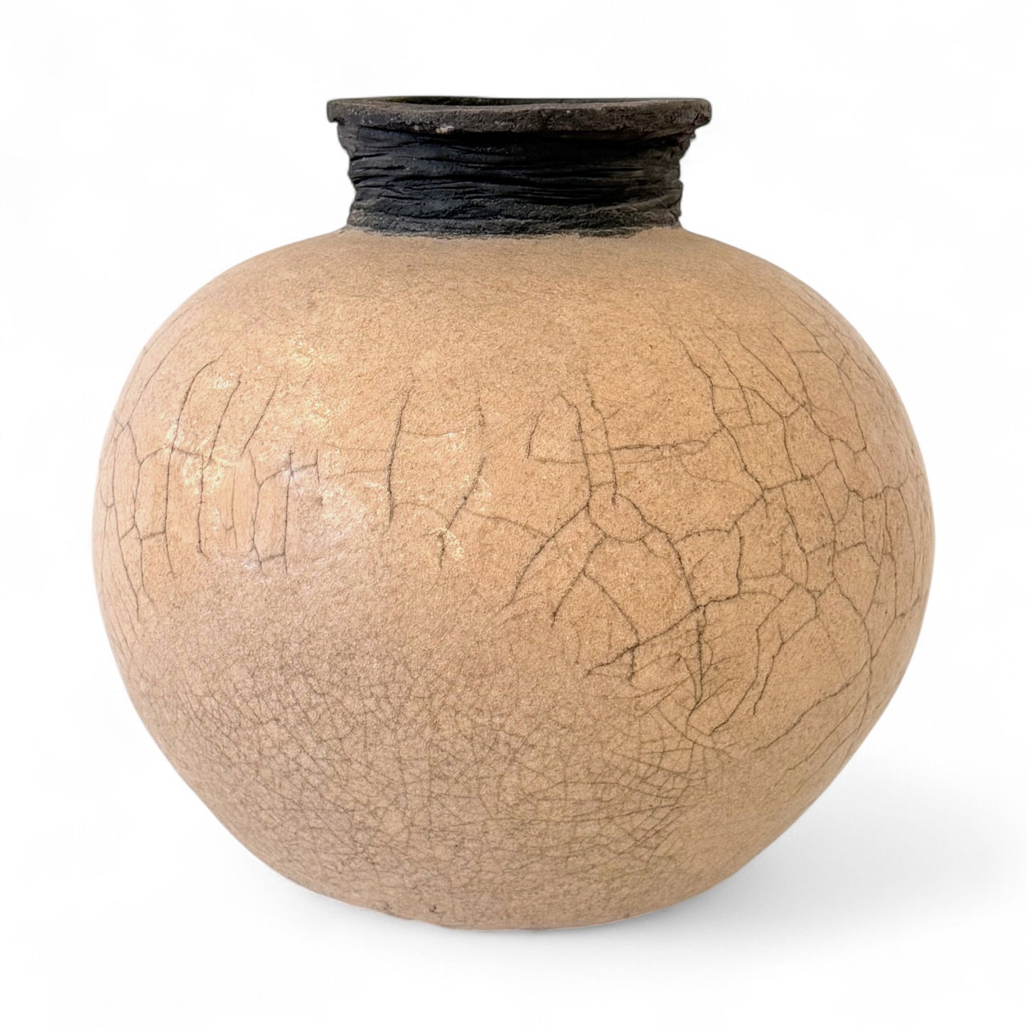 Large Handmade Raku Pottery Vase