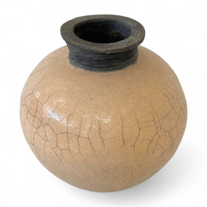Large Handmade Raku Pottery Vase