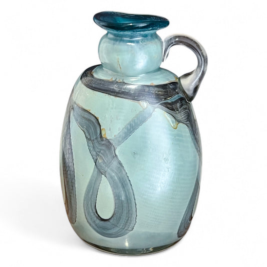 Handmade Blue Iridescent Glass Vase