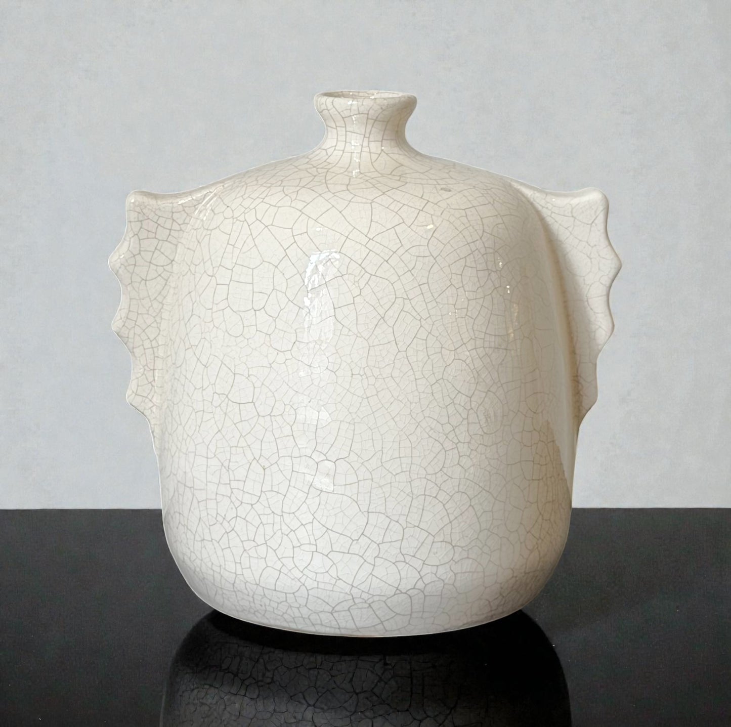 French White Crackle Glazed Vase