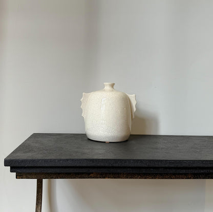 French White Crackle Glazed Vase