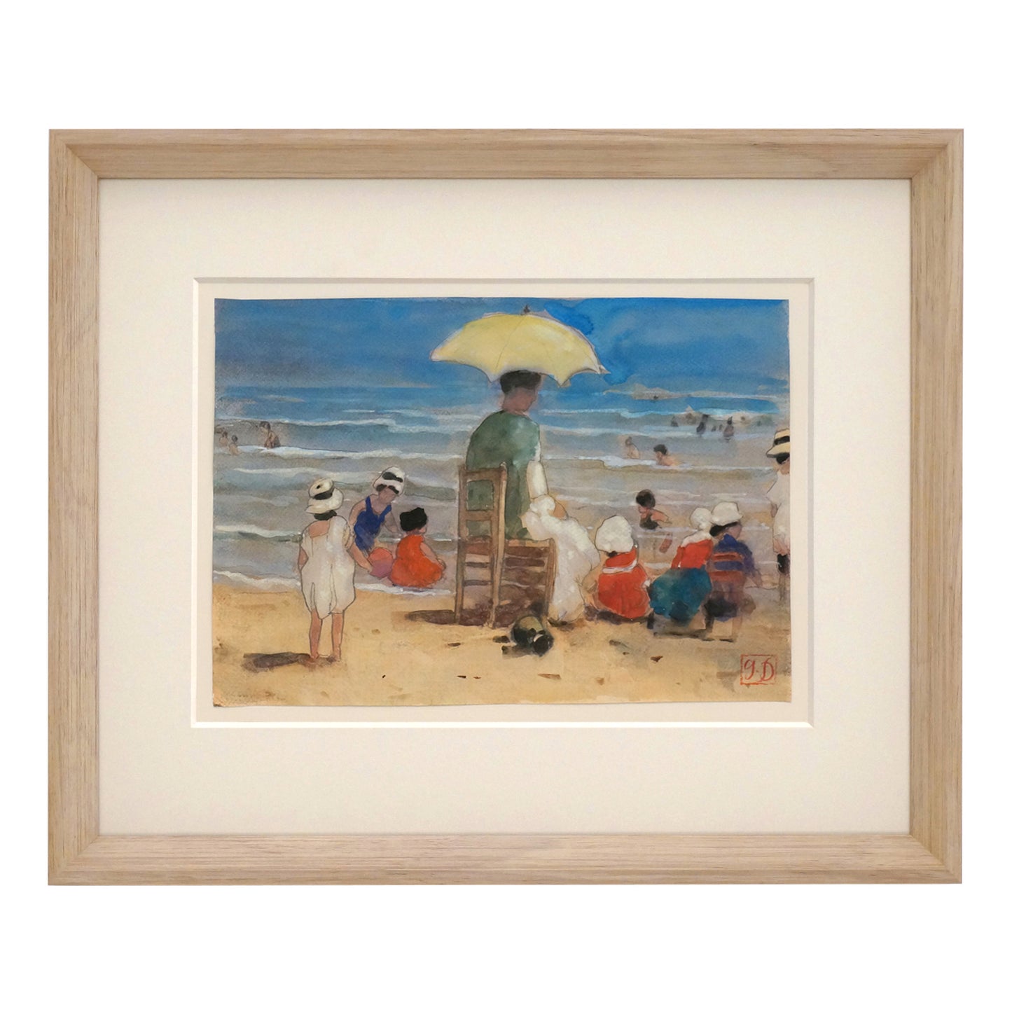 French Watercolor Beach Scene