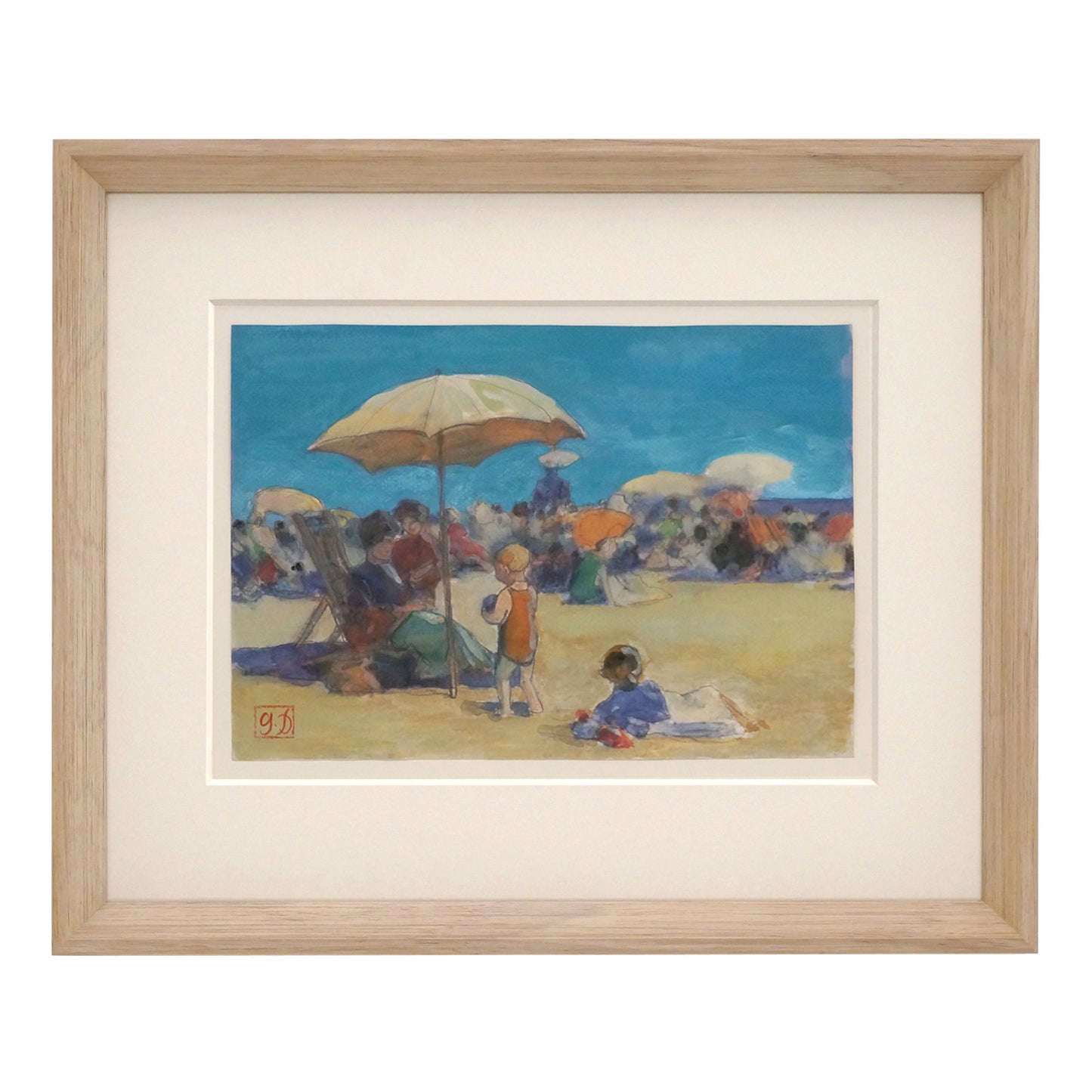 French Watercolor Beach Scene