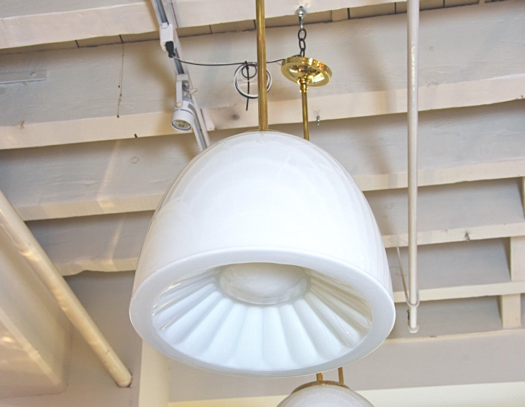 Set of Three Opaline Pendant Lights
