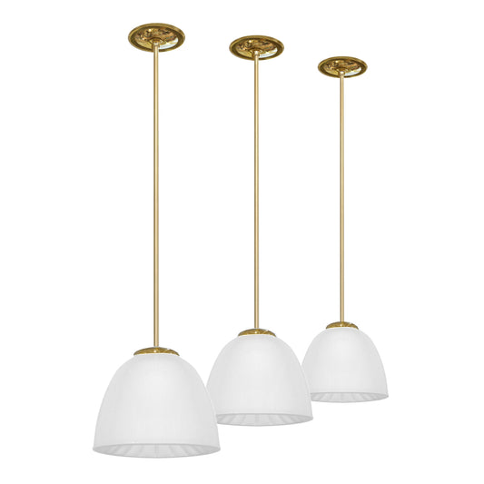 Set of Three Opaline Pendant Lights