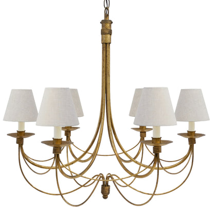 Six Light Gilt Iron Chandelier