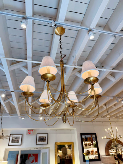 Six Light Gilt Iron Chandelier
