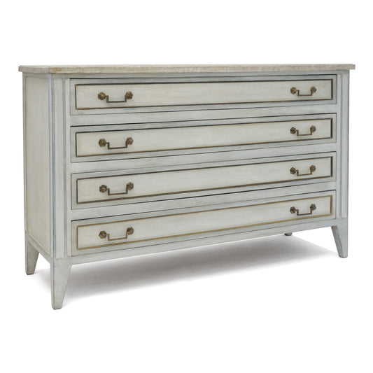 Gray/Blue Four Drawer Louis XVI Style Commode