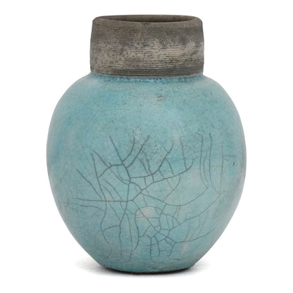 Vintage Aqua Blue Stoneware Vase