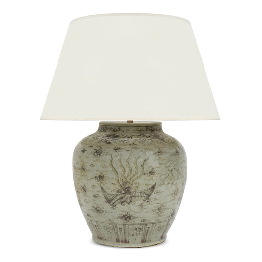 Antique Asian Motif Ceramic Table Lamp