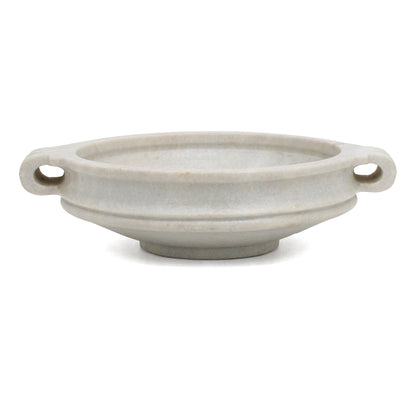 Round White Marble Bowl with Handles