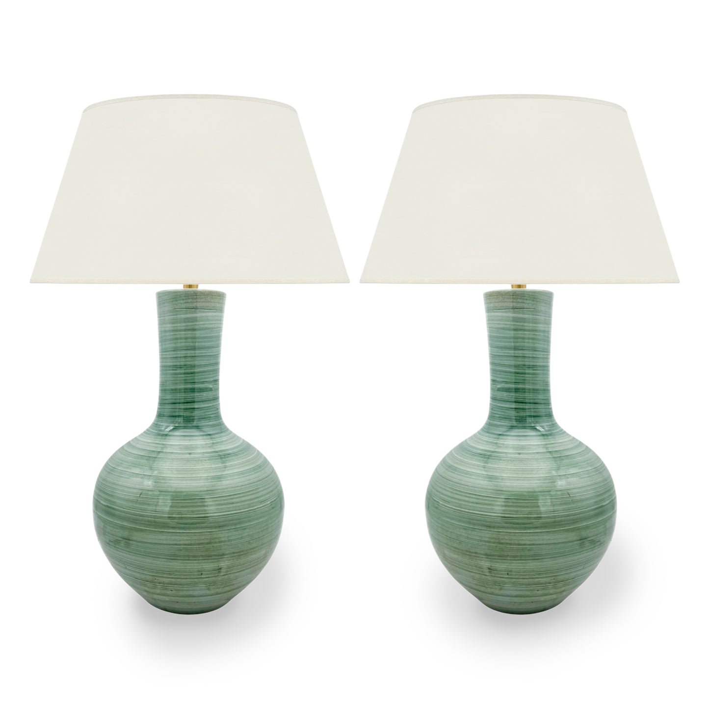 Pair of Light Green Strie Table Lamps