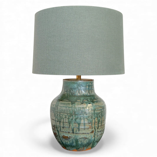 Green Drip Glazed Table Lamp