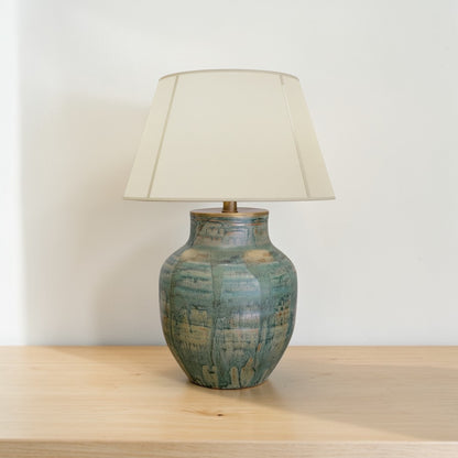 Green Drip Glaze Stoneware Jar Lamp
