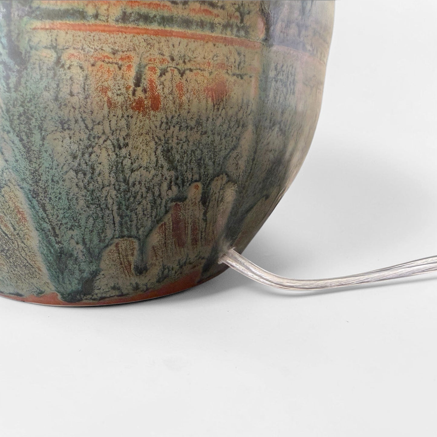 Green Drip Glaze Stoneware Jar Lamp