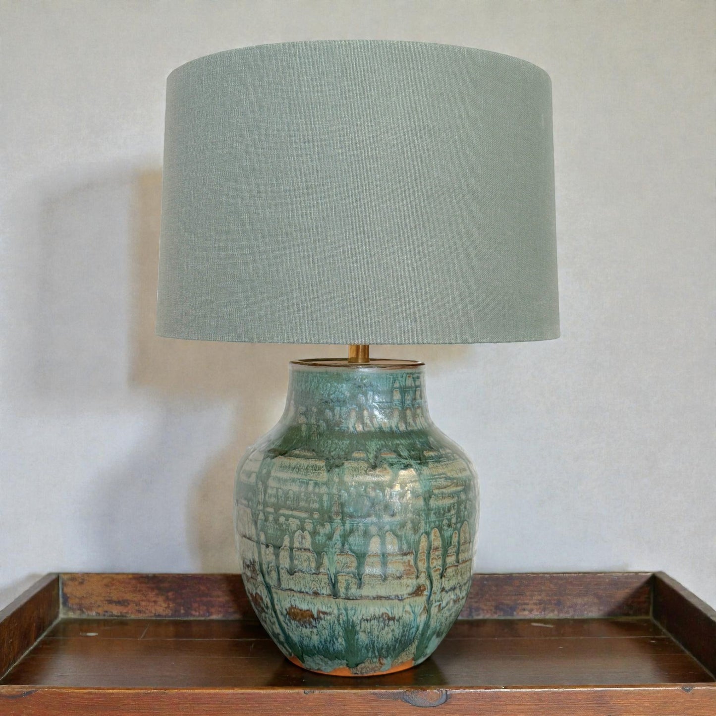 Green Drip Glazed Table Lamp